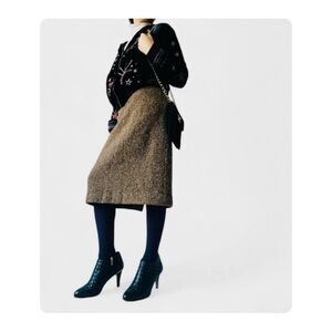 ★ Ralph Lauren Purple Label Collection Wool|Cashmere|Tweed Skirt - Brown ★